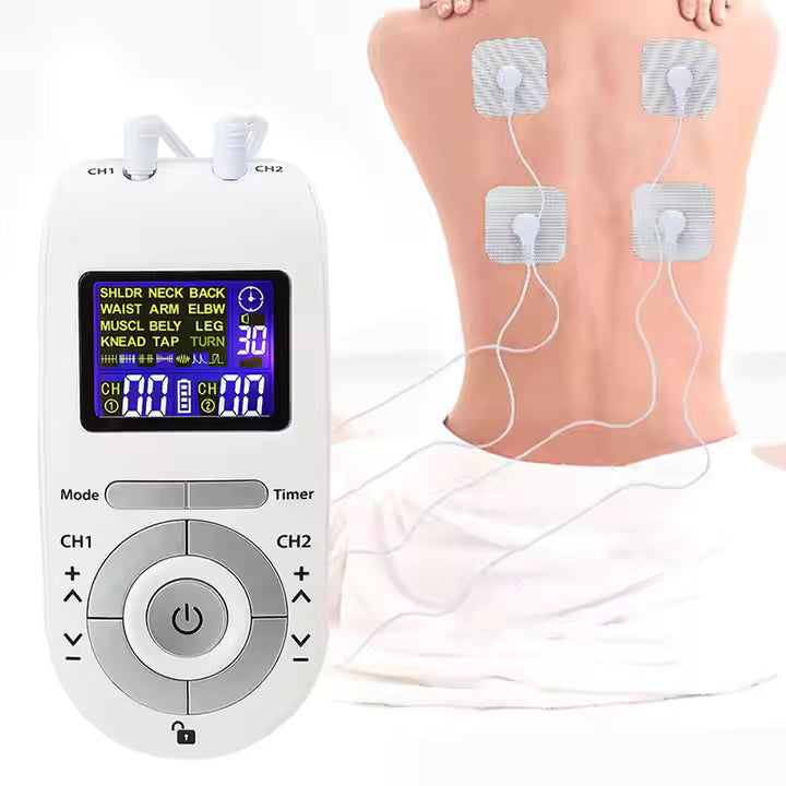 Advanced Wireless TENS EMS Muscle Stimulator | Dual Channel, 12 Modes, 40 Intensity Levels - Rayihni