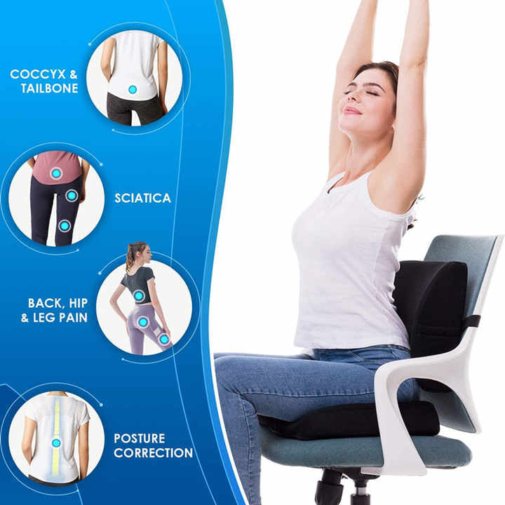 Orthopedic Lumbar Support Pillow | Memory Foam Posture Correction for Office, Car & Home - Rayihni