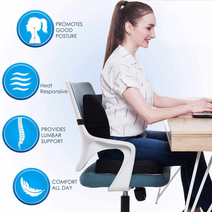 Orthopedic Lumbar Support Pillow | Memory Foam Posture Correction for Office, Car & Home - Rayihni