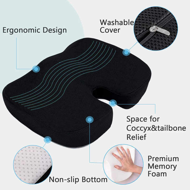 Orthopedic Lumbar Support Pillow | Memory Foam Posture Correction for Office, Car & Home - Rayihni
