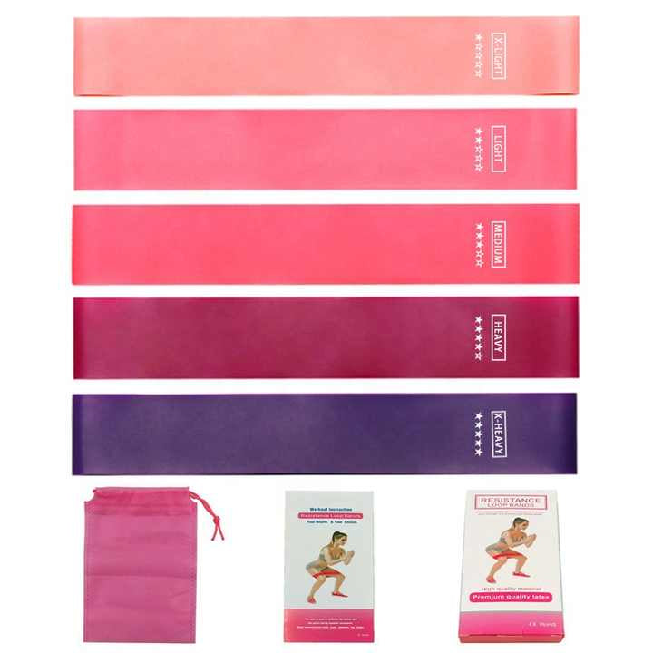 Small Elastic Resistance Bands Set | 5 Levels for Yoga, Pilates & Rehab - Rayihni