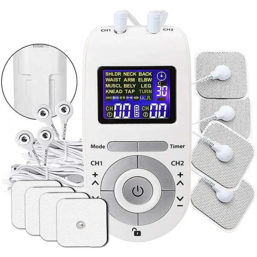 Advanced Wireless TENS EMS Muscle Stimulator | Dual Channel, 12 Modes, 40 Intensity Levels - Rayihni