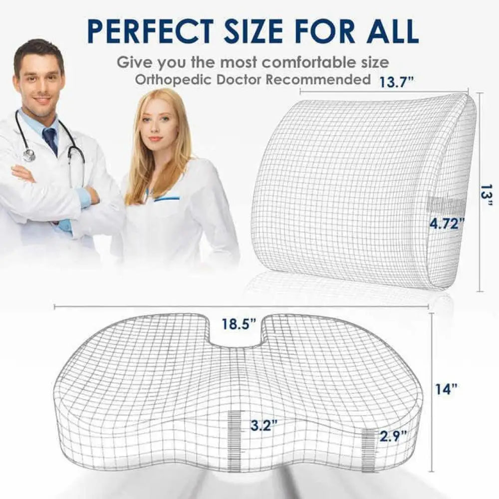 Orthopedic Lumbar Support Pillow | Memory Foam Posture Correction for Office, Car & Home - Rayihni